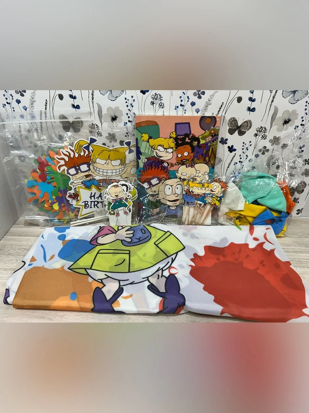 Rugrats Birthday Party Decorations Lot Backdrop Balloons Cake Cupcake Toppers